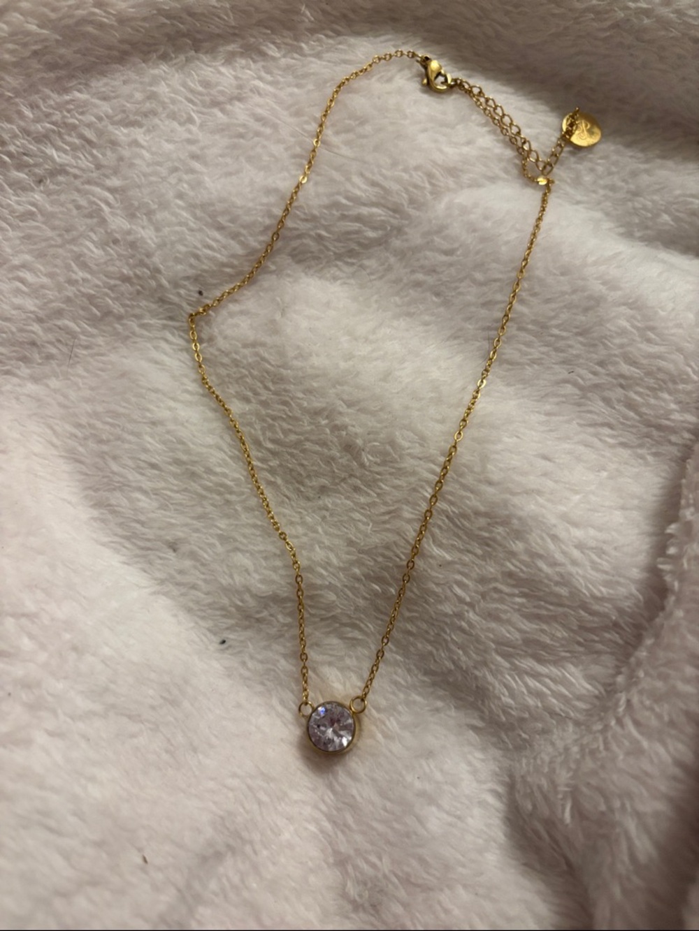 Plunder Gold-Tone Necklace with Clear Brilliant Pendant